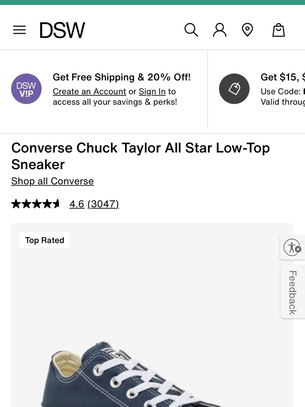 Converse Chuck Taylor Navy and White Low Top Canvas Sneakers